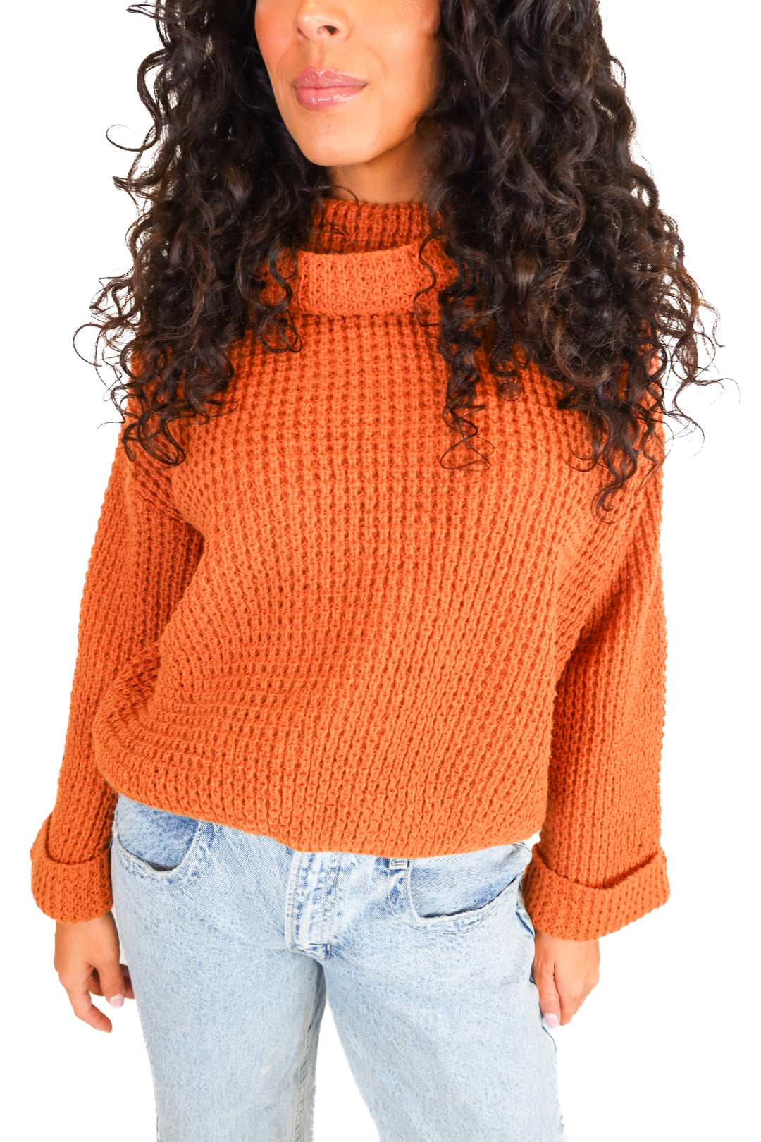 Cupshe rust knit turtle neck sweater NWT (S)