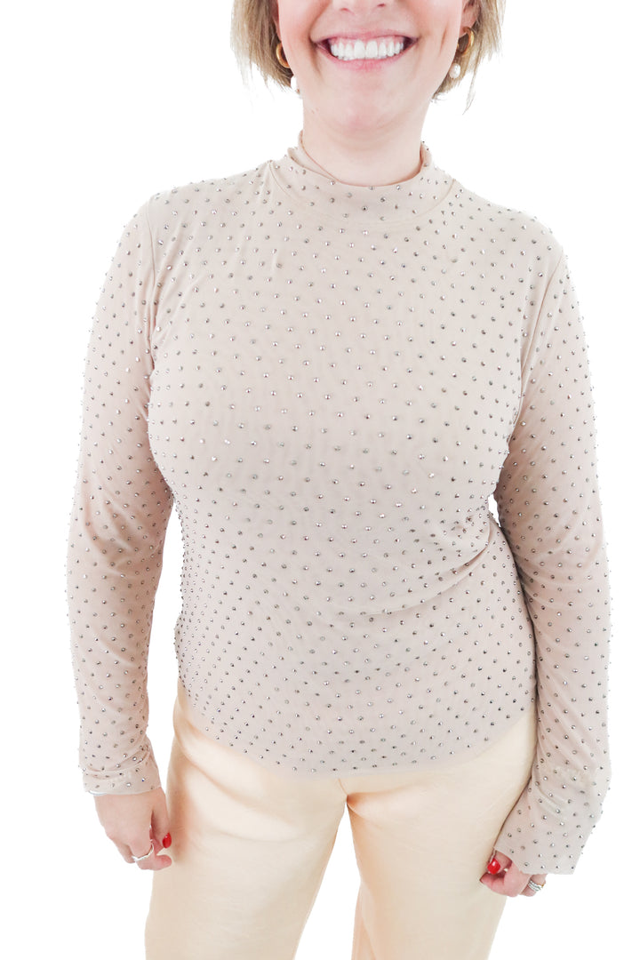 skies are blue nude rhinestone top (l; retail $49)