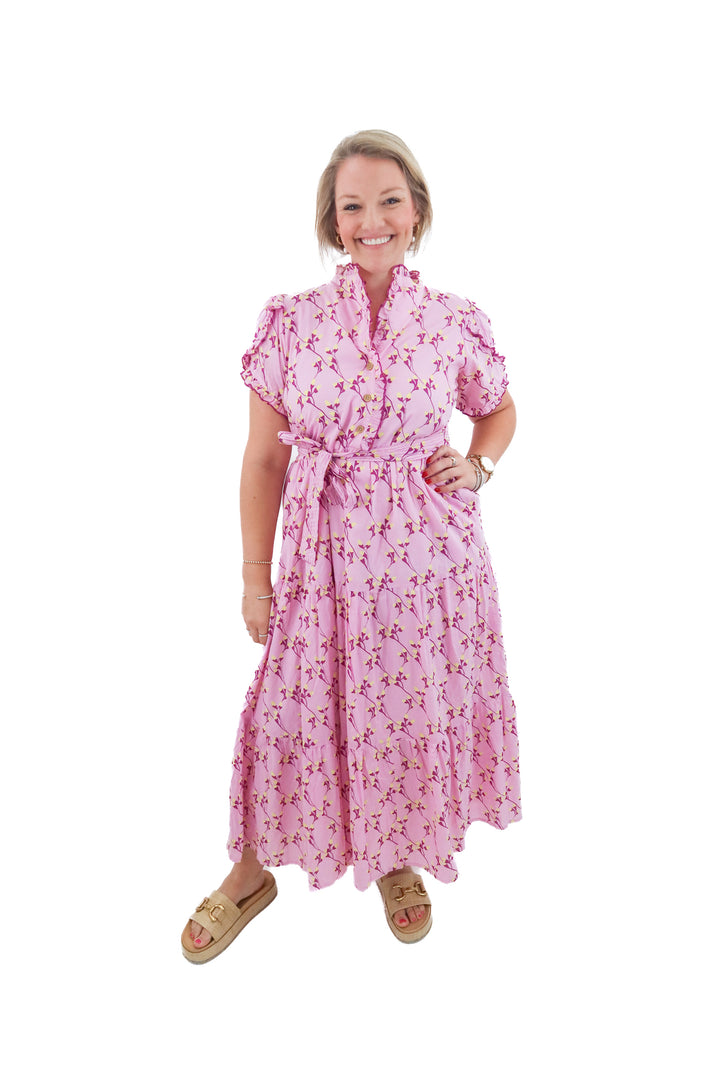beyond by vera purple floral maxi dress (l; retail $342)