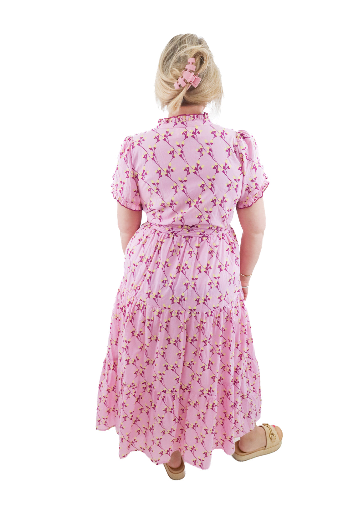 beyond by vera purple floral maxi dress (l; retail $342)