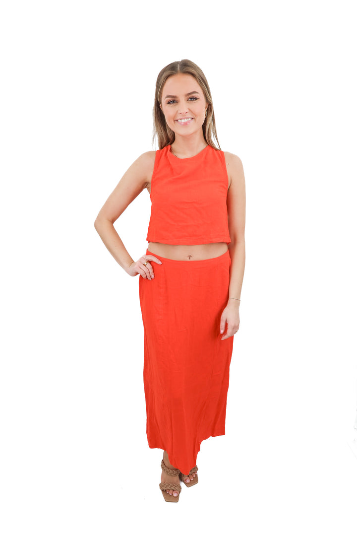 free people red linen set NWT (xs/s; retail $140)