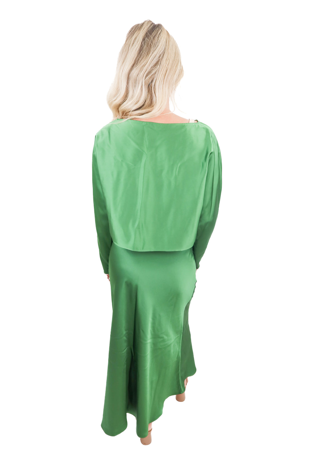 antonio melani green satin set (s; retail $158)