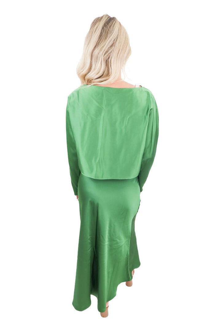 antonio melani green satin set (s; retail $158)