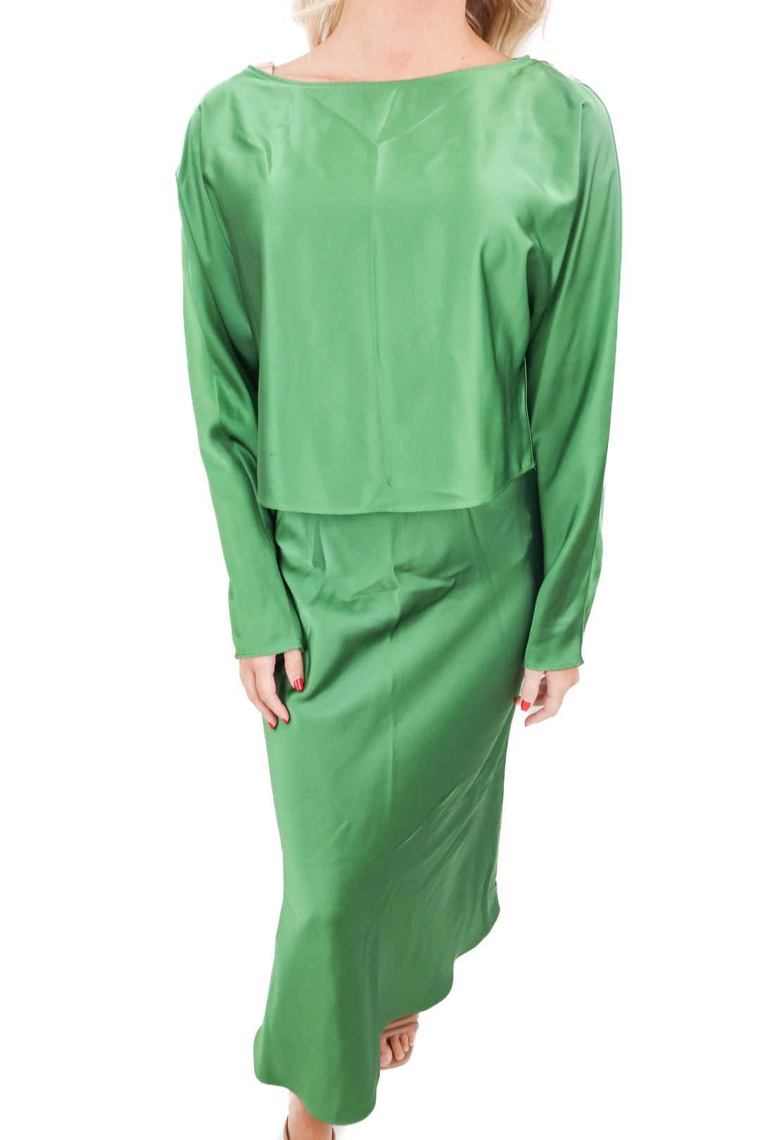 antonio melani green satin set (s; retail $158)