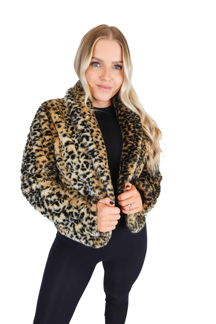 Forever 21 Leopard Print Faux Fur Jacket (M)