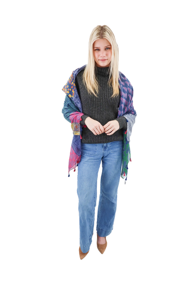 Joy Susan pattern tassel scarf