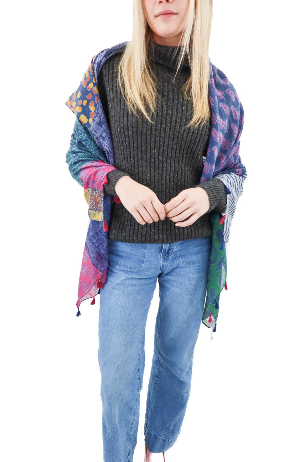 Joy Susan pattern tassel scarf