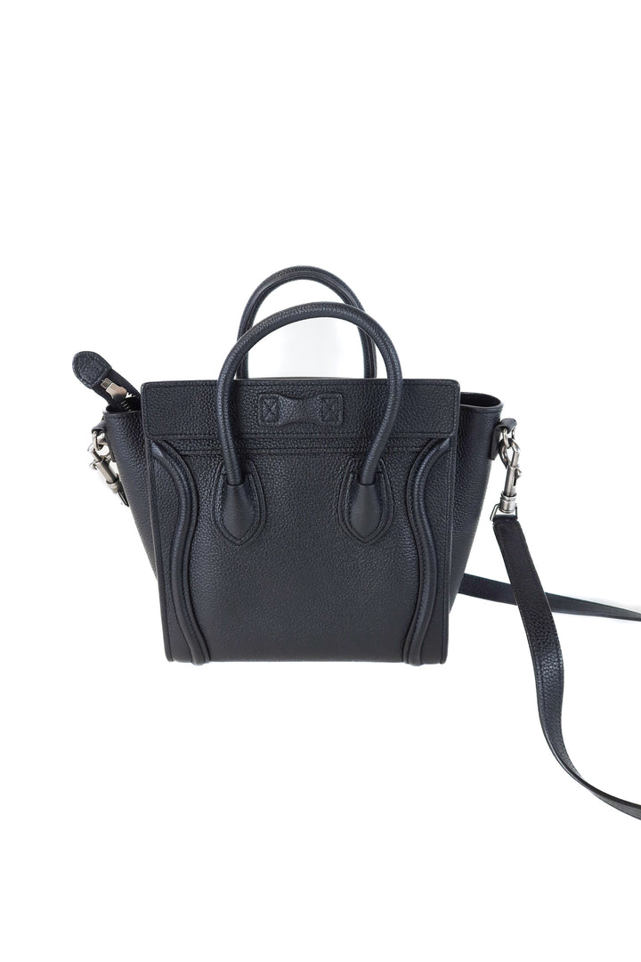Celine black Luggage Bag Grainy Leather Nano (retail $2,800)