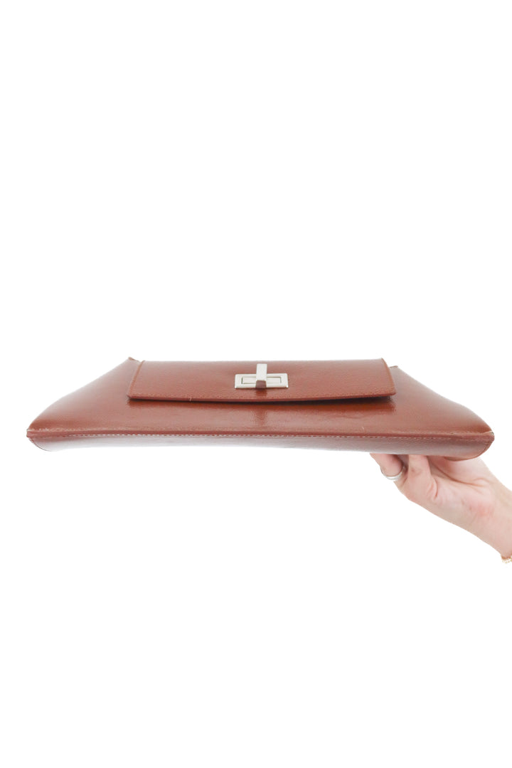 audette patent leather brown baguette shoulder bag (retail $530)