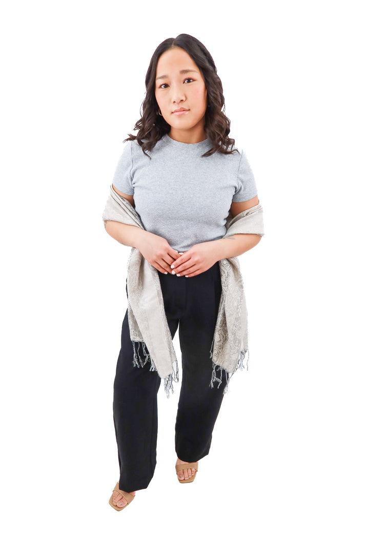 White house black market silver metallic scarf