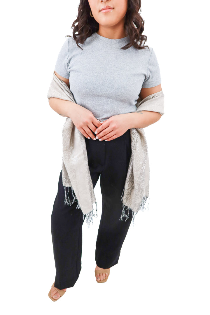 White house black market silver metallic scarf