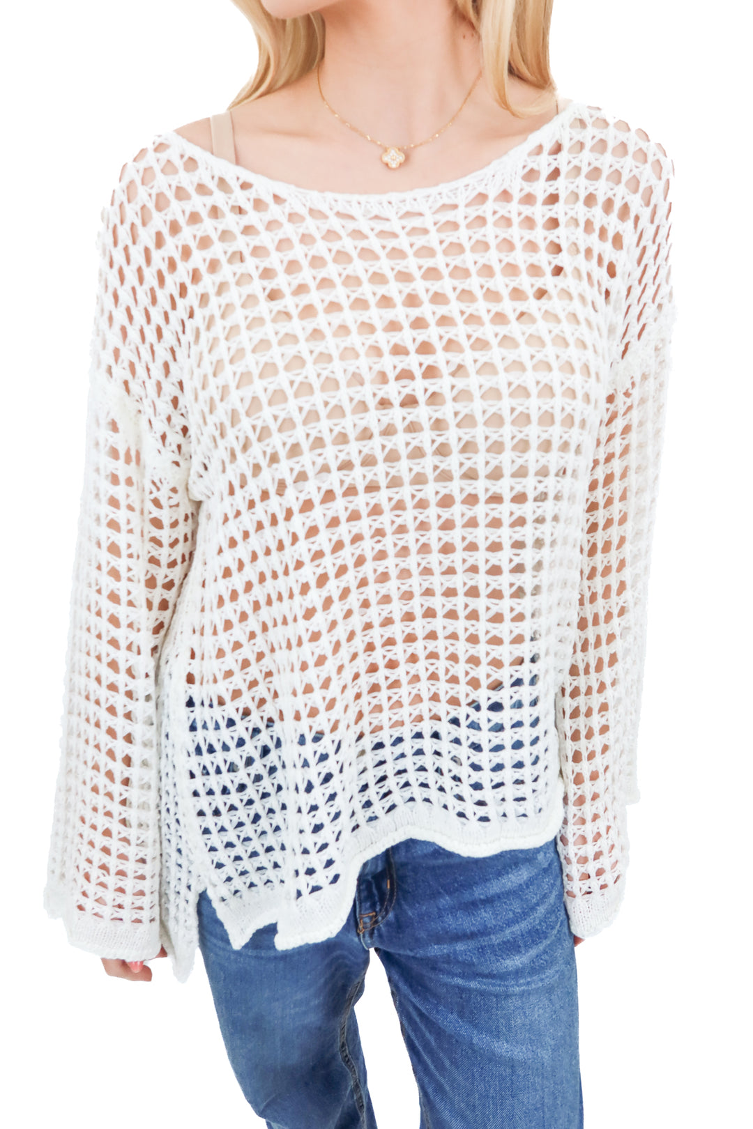 POL white knit pullover (s)