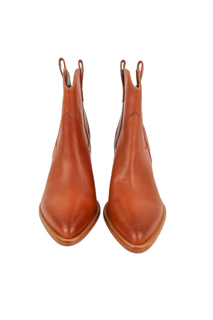Marc fisher cognac leather booties (8.5; retail $325)
