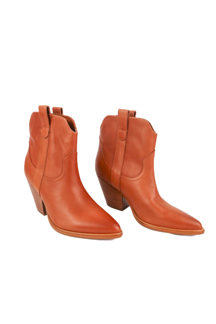 Marc fisher cognac leather booties (8.5; retail $325)