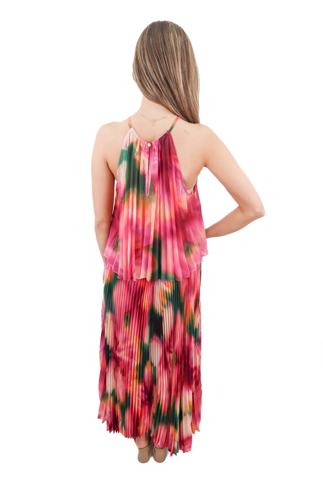 misa pink watercolor plisse set (s; retail $395)