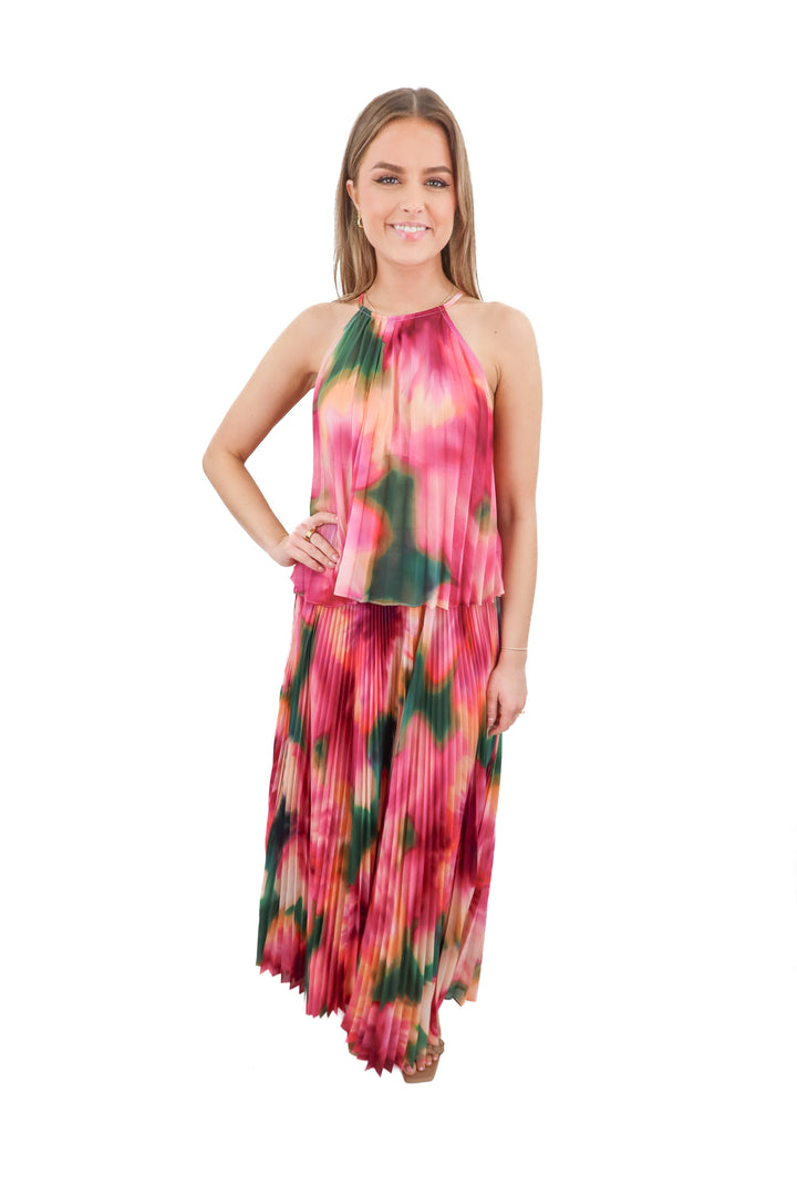misa pink watercolor plisse set (s; retail $395)