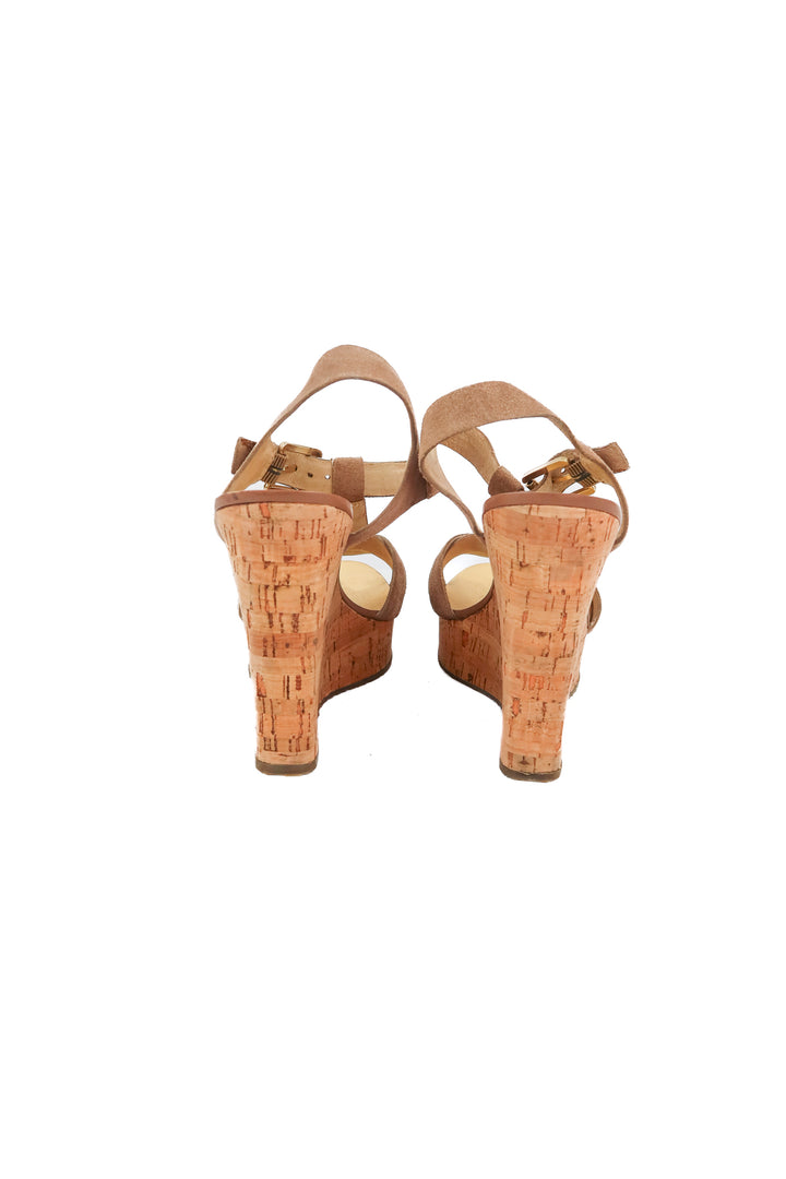 Michael Kors brown suede wedge sandals (7.5)