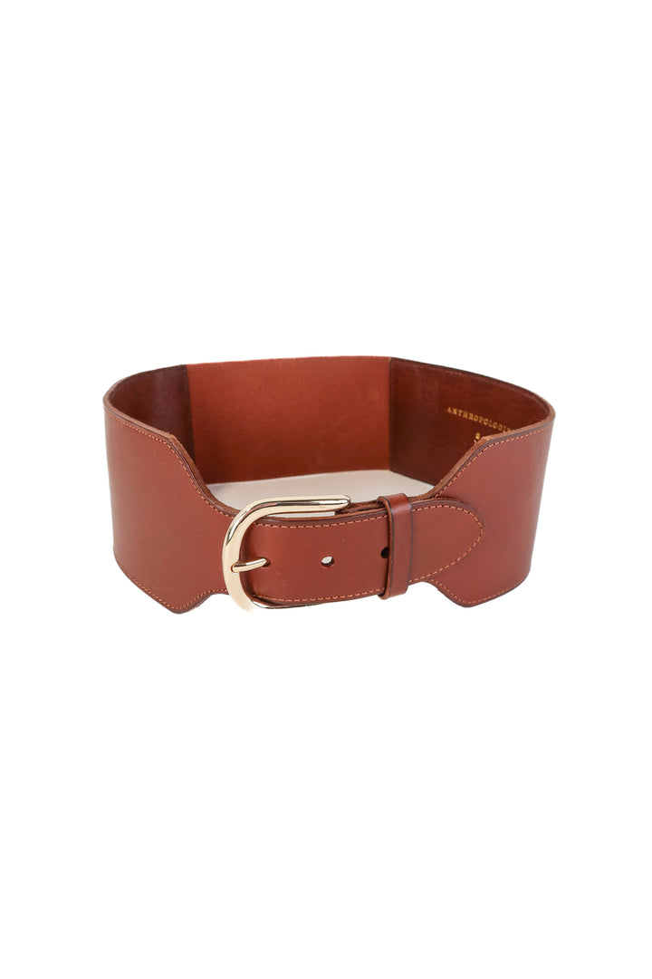 Anthropologie large brown leather belt (s; retail $98)