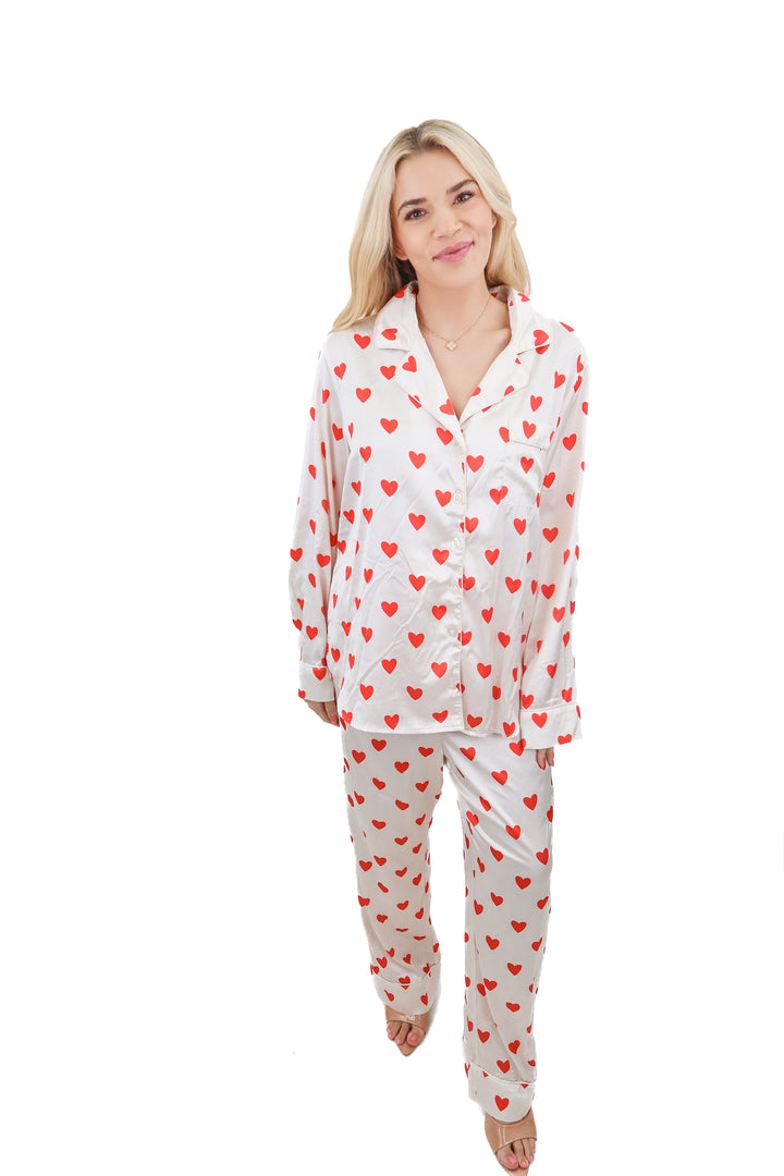show me your mumu satin heart pj set (s; retail $138)