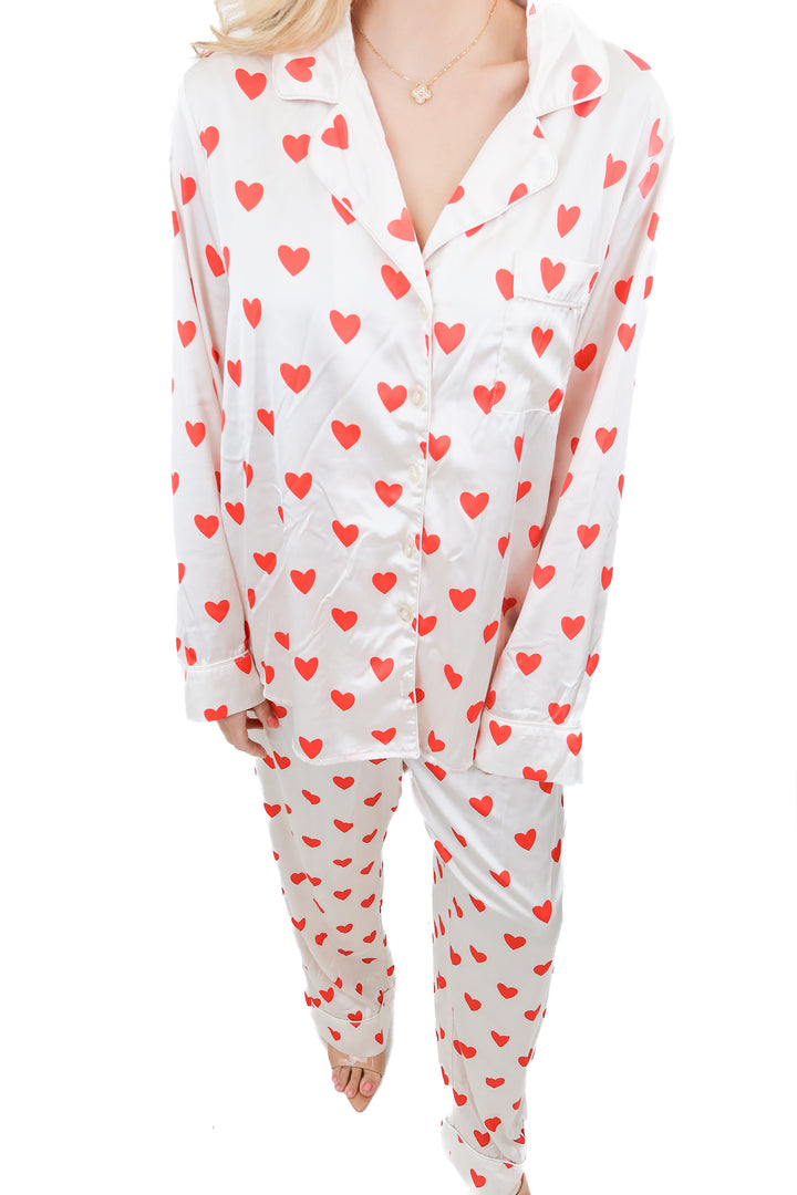 show me your mumu satin heart pj set (s; retail $138)
