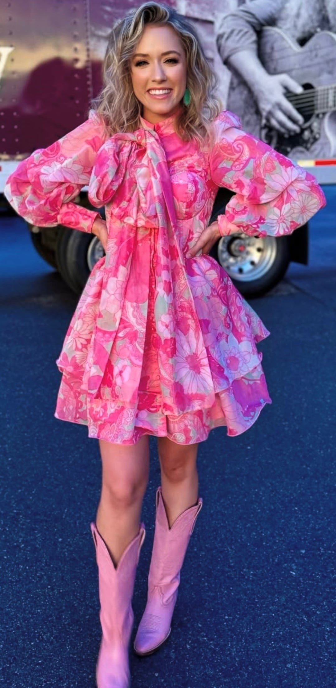 asos luxe pink long sleeve floral mini dress (2)