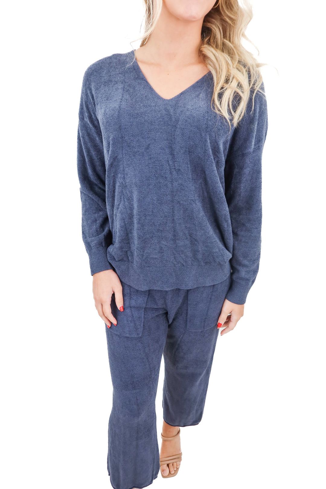 barefoot dreams blue lounge set (s; retail $240)