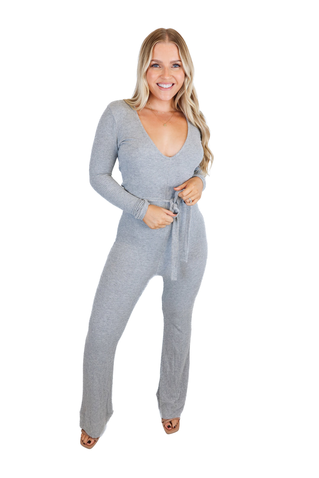 Spiritual Gangster Grey Rib Knit Jumpsuit (XS; retail $128)