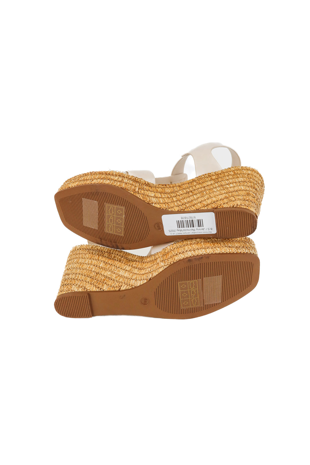 Bamboo ivory/rattan wedges NWOT (8.5; retail $40)