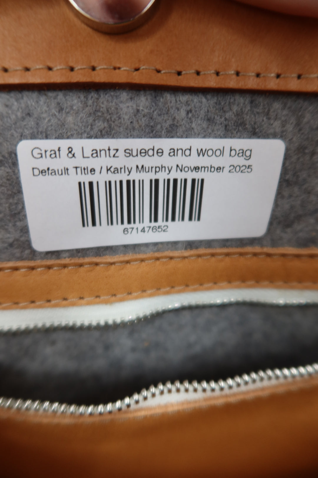 Graf & Lantz suede and wool bag (retail $420)