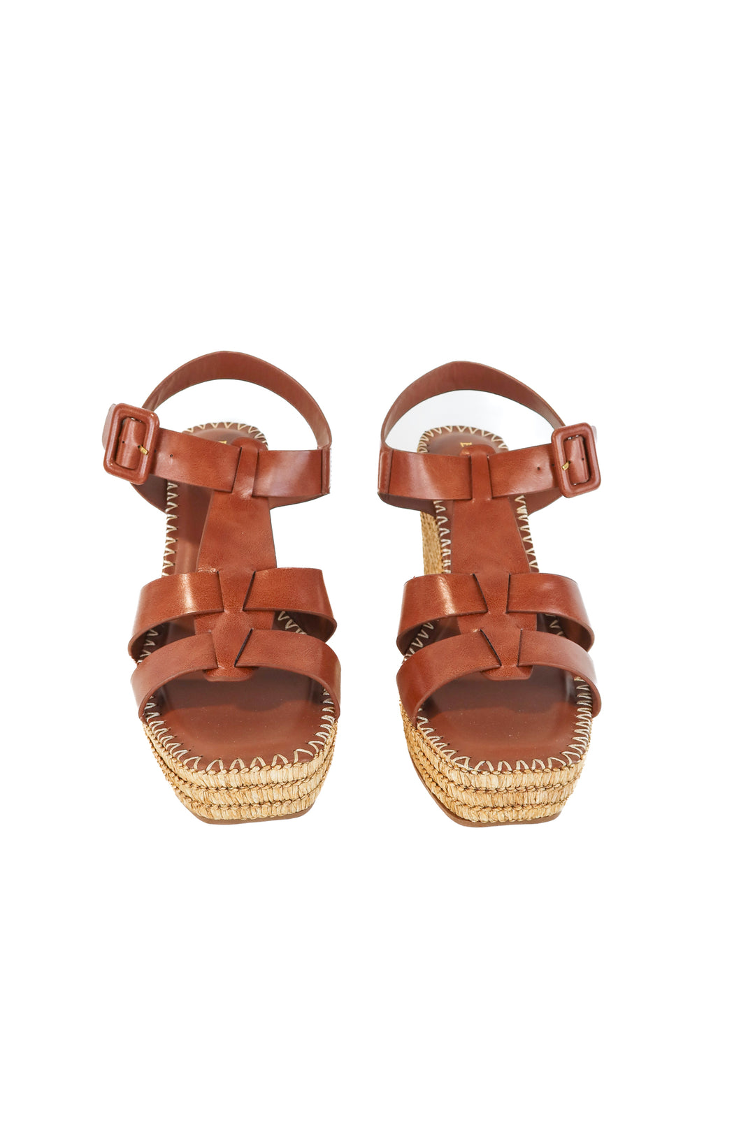 Bamboo brown/rattan wedges NWOT (8.5; retail $40)