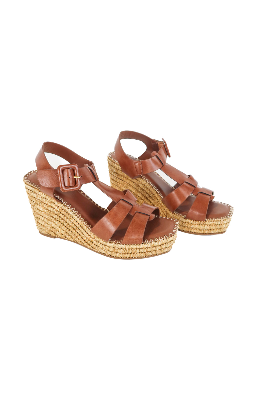 Bamboo brown/rattan wedges NWOT (8.5; retail $40)