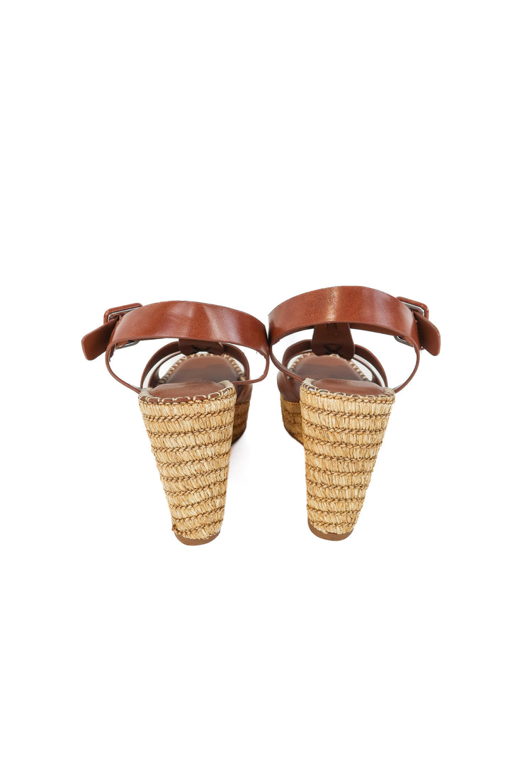 Bamboo brown/rattan wedges NWOT (8.5; retail $40)
