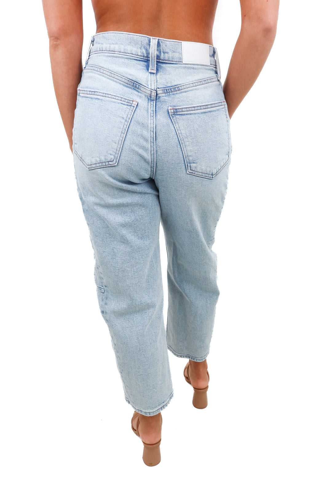 pistola light wash straight leg jeans (26; retail $158)