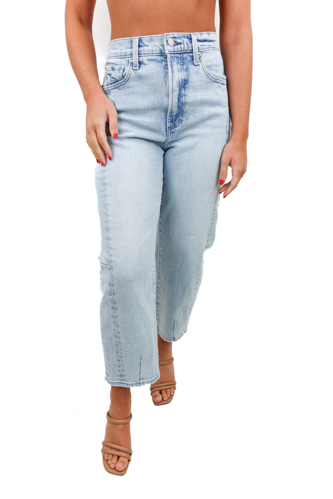 pistola light wash straight leg jeans (26; retail $158)