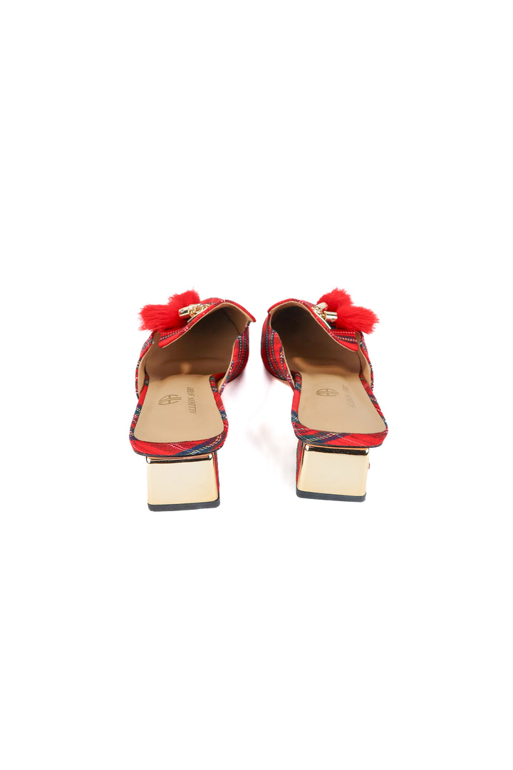 allison avery red plaid mules (8; retail $115)