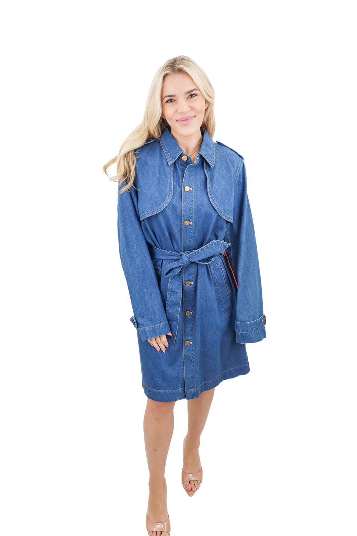 mother medium wash trench coat NWT (s; retail $350)