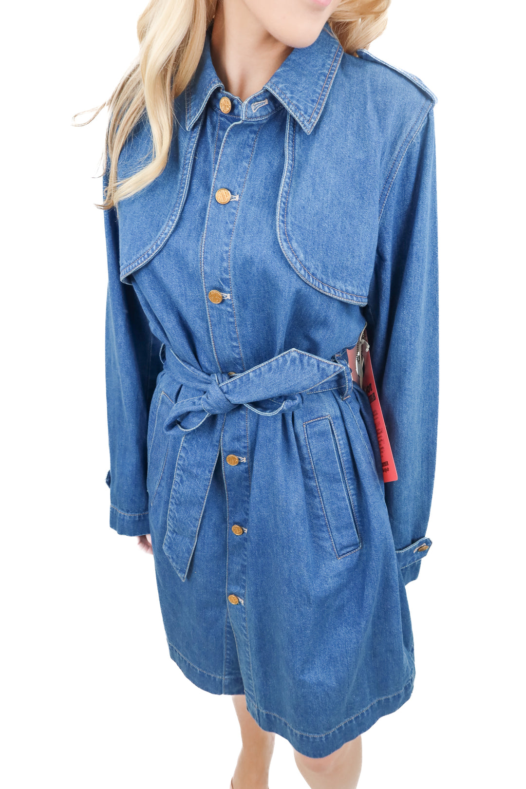 mother medium wash trench coat NWT (s; retail $350)