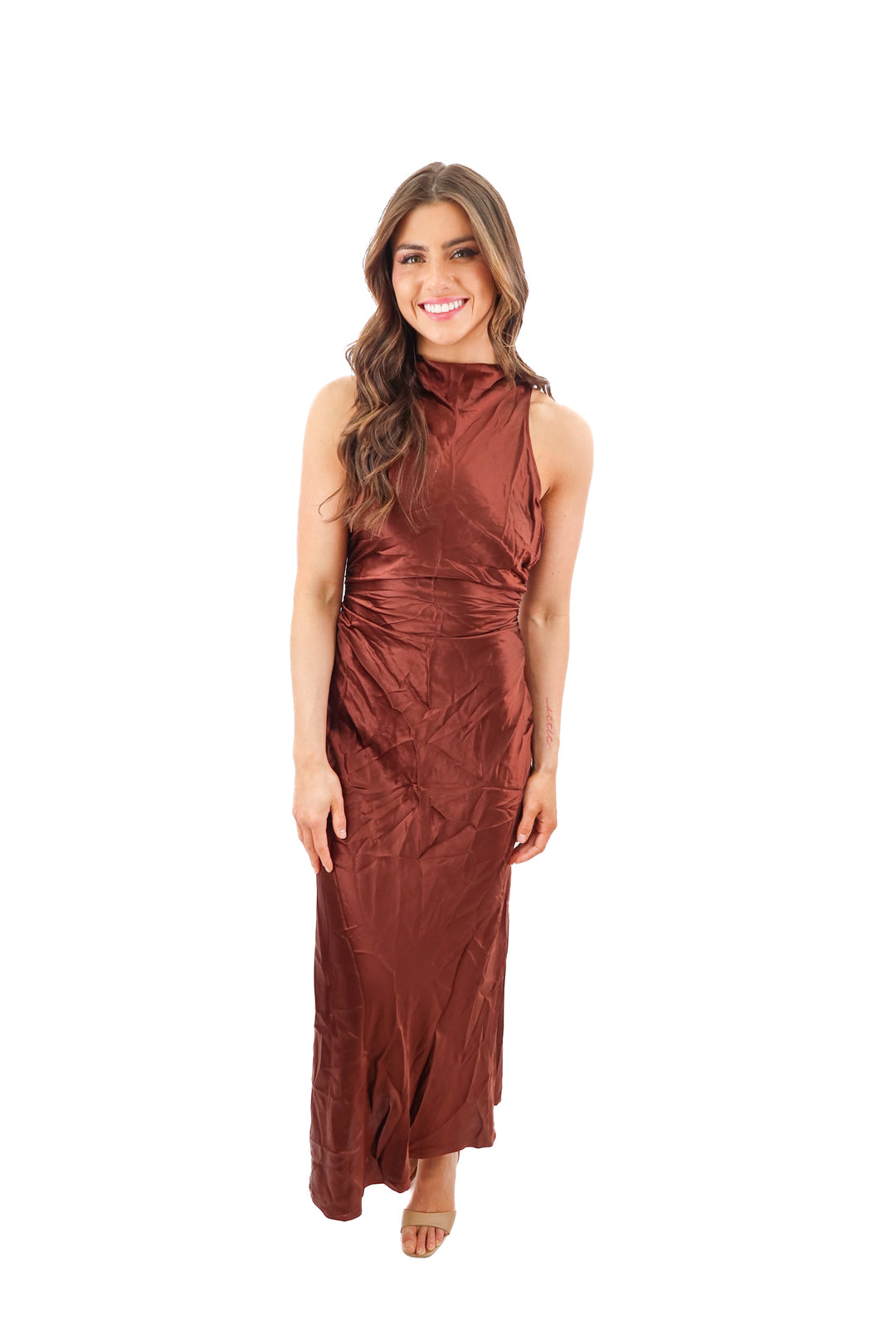 reformation brown casette silk dress nwt (0;retail $298) – Well-Dressed