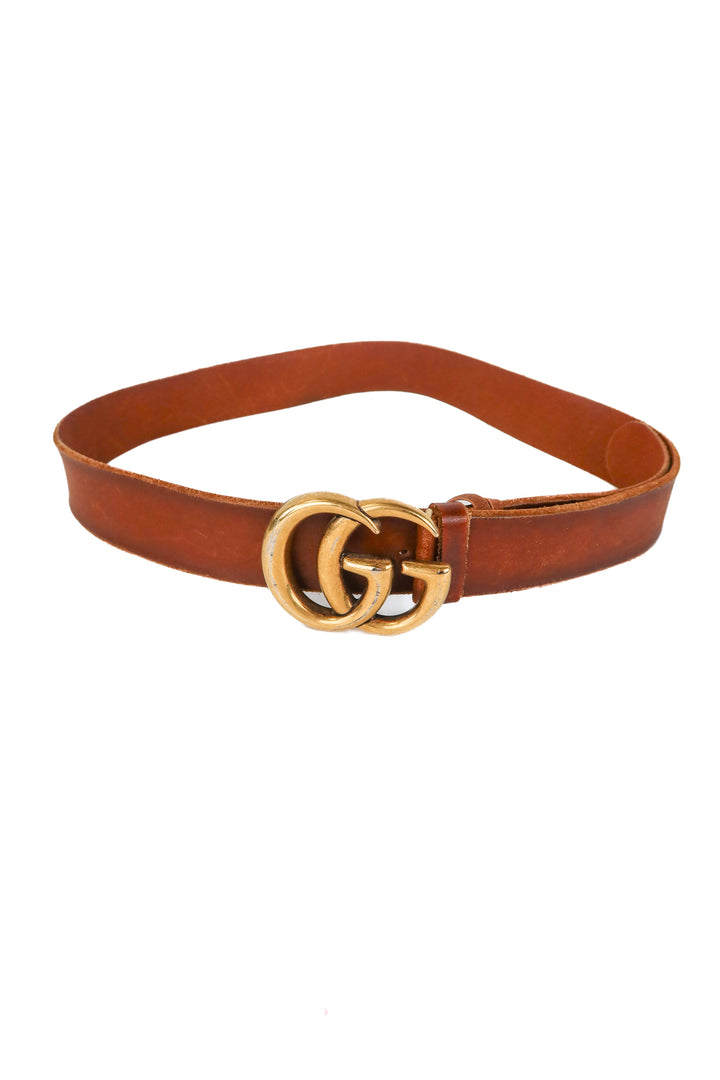 gucci brown leather belt (36"; retail $550)