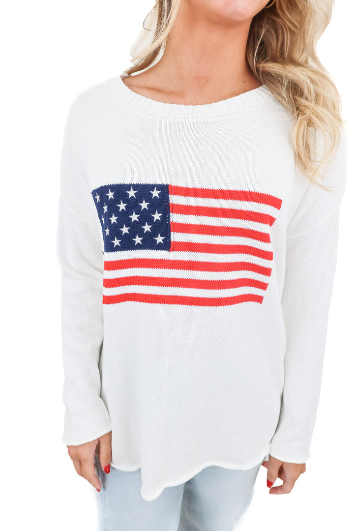 newport knits american flag sweater (s; retail $130)