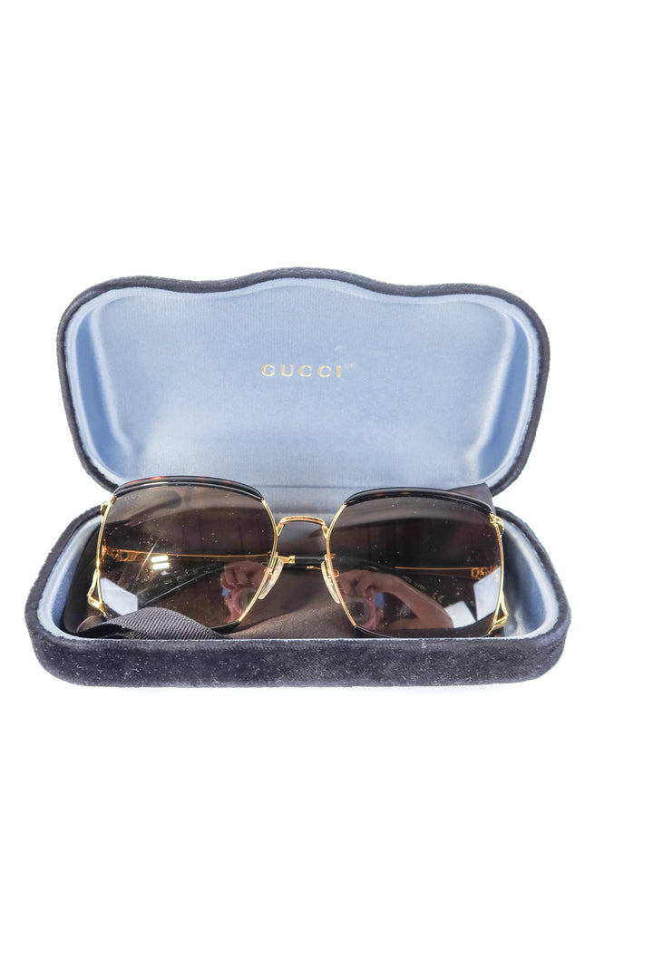 gucci square gold/tortoise sunglasses NWOT (est. retail $695)