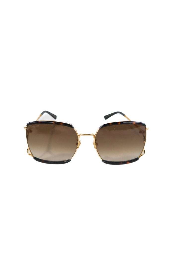 gucci square gold/tortoise sunglasses NWOT (est. retail $695)