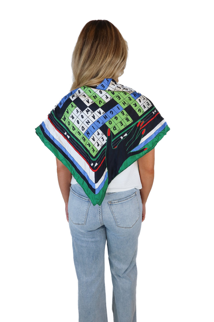 Diane Von Furstenberg multi colored crossword scarf NWT (O/S; retail $258)