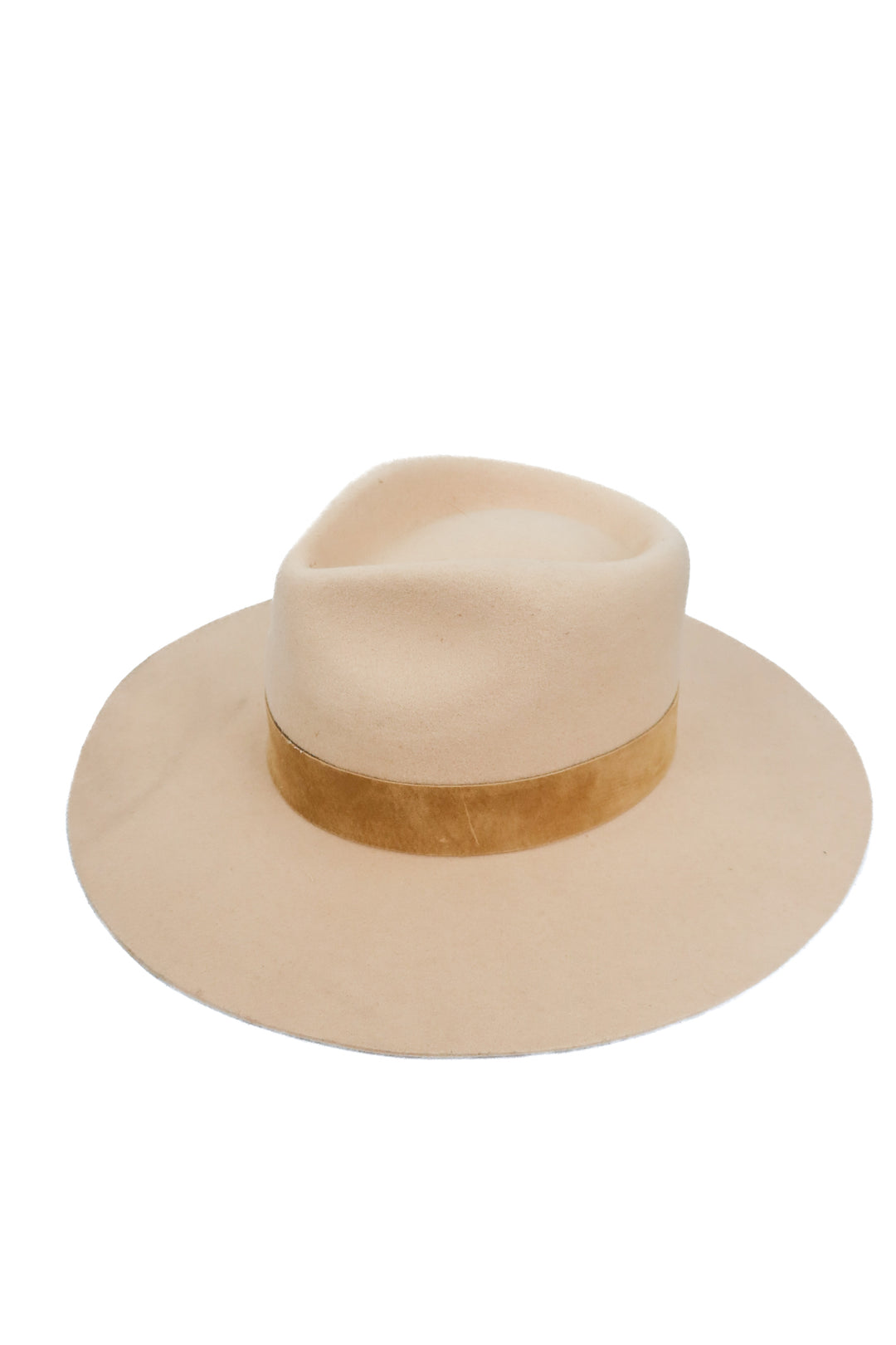 Lack of color neautral wool hat with suede brim (M; retail $169)