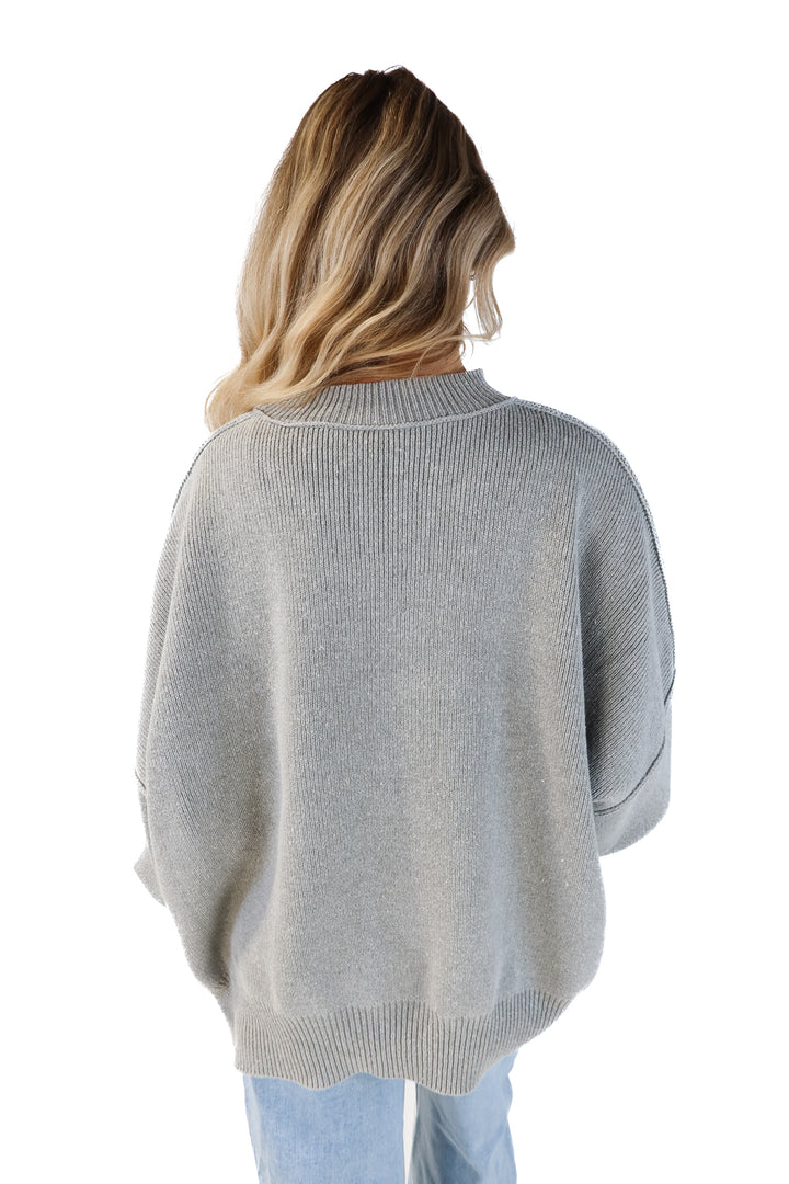 Vici grey oversized Mockneck sweater (s; retails for $58)