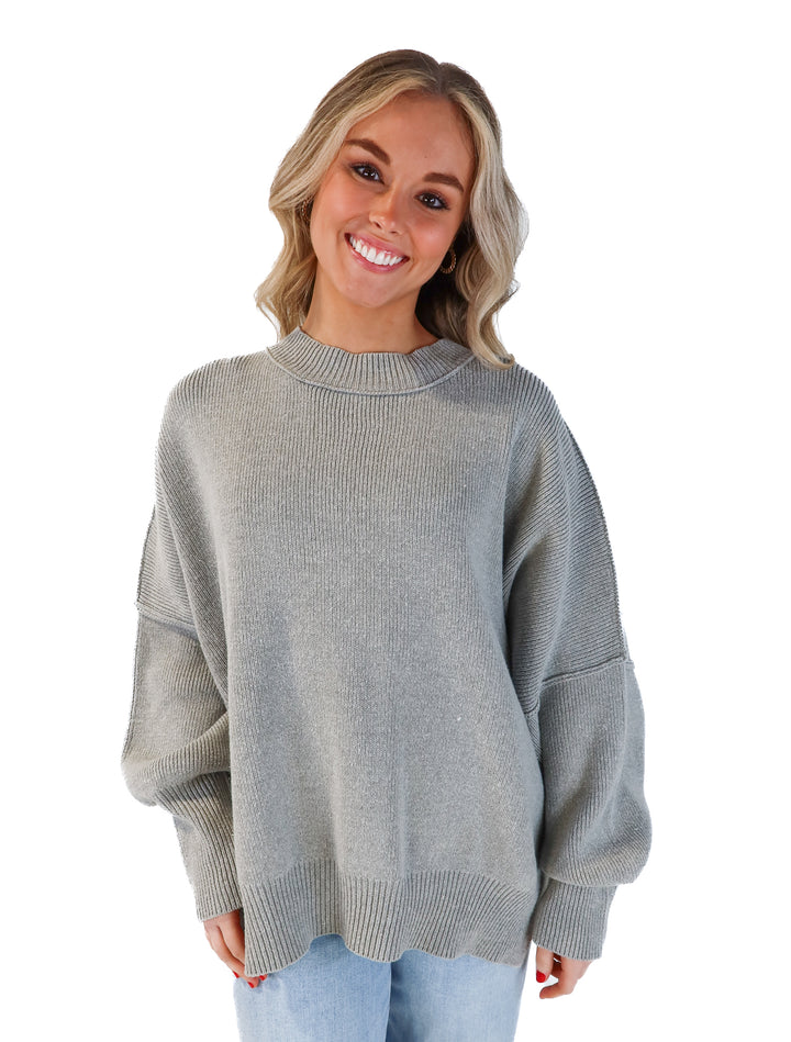 Vici grey oversized Mockneck sweater (s; retails for $58)