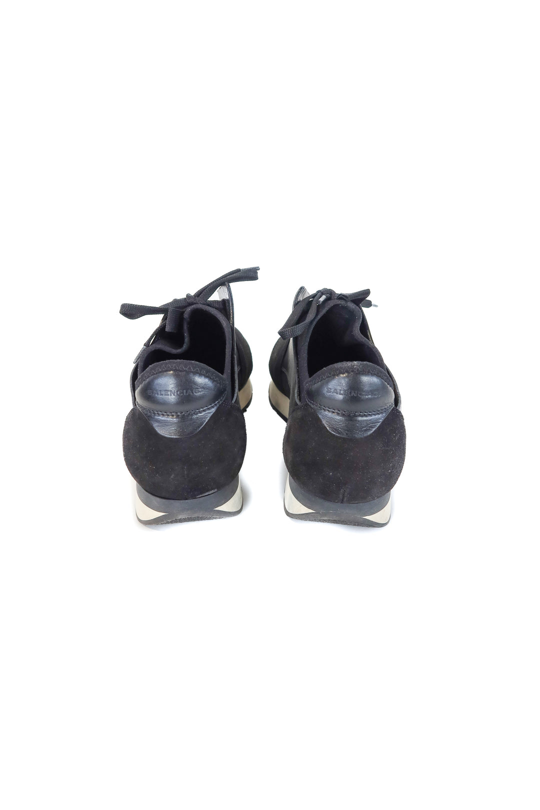 balenciaga black leather race runner sneakers (39/ US8-9; retail $518)