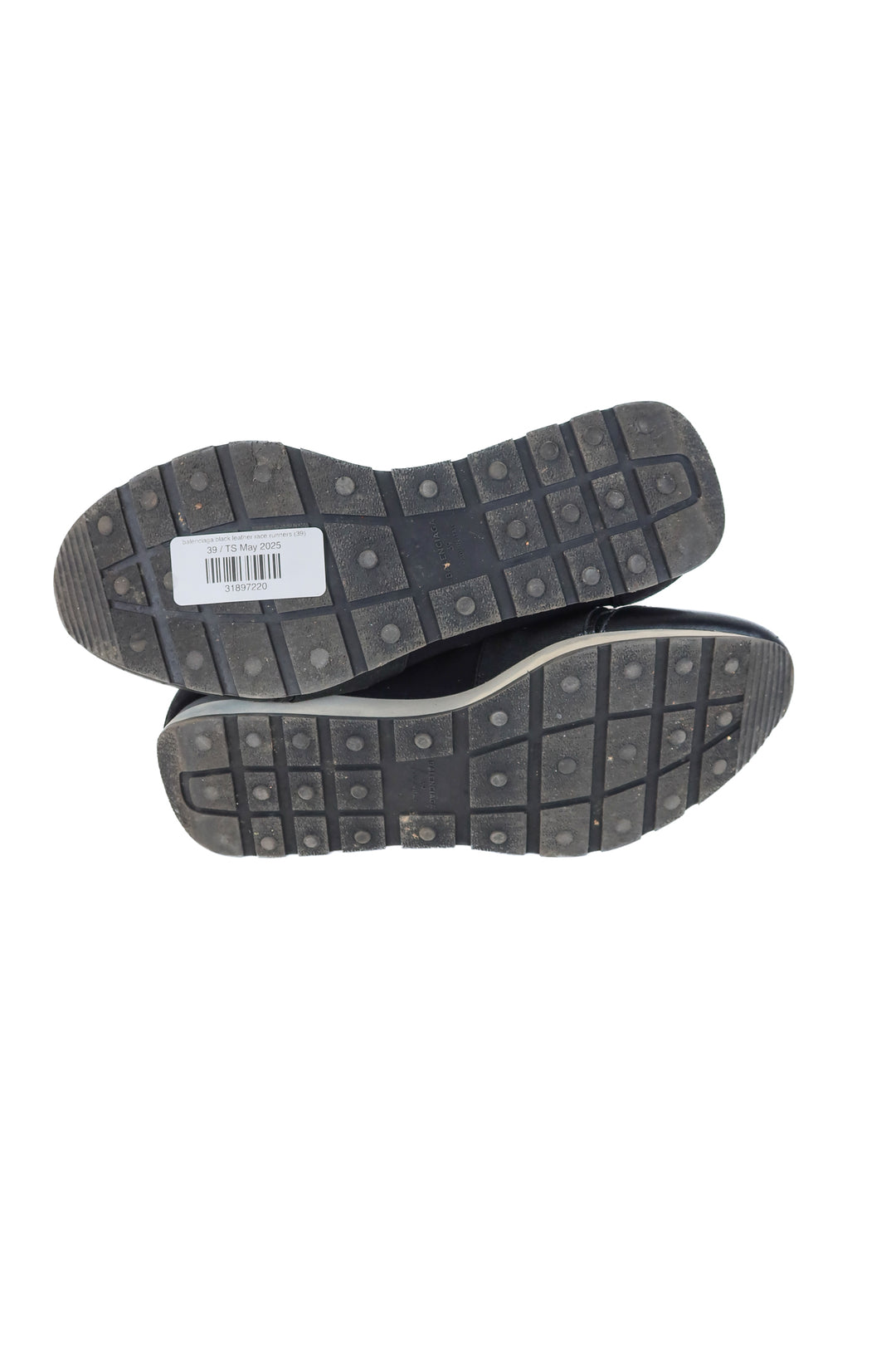 balenciaga black leather race runner sneakers (39/ US8-9; retail $518)