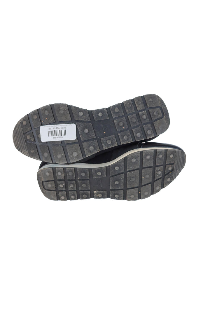 balenciaga black leather race runner sneakers (39/ US8-9; retail $518)