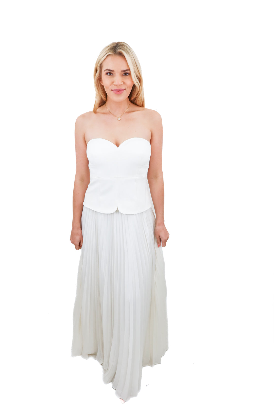 antonio melani white strapless maxi dress (6; retail $299)